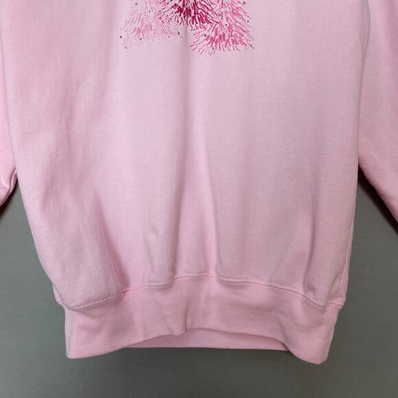 Christmas Sweatshirt Pink Embroidered Trees Women Size Small Festive Holiday Top - Picture 4 of 12